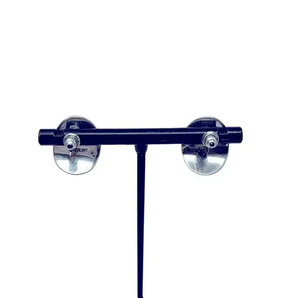 925 Women's Oval Curved Sterling Silver Pierced Stud Earrings - Picture 4 of 11